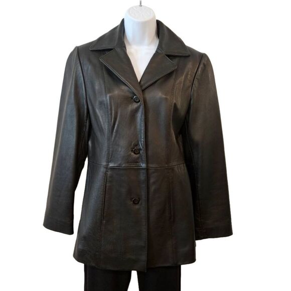 🌹Geniune Leather New York & Company Black Jacket sz S - Picture 1 of 8